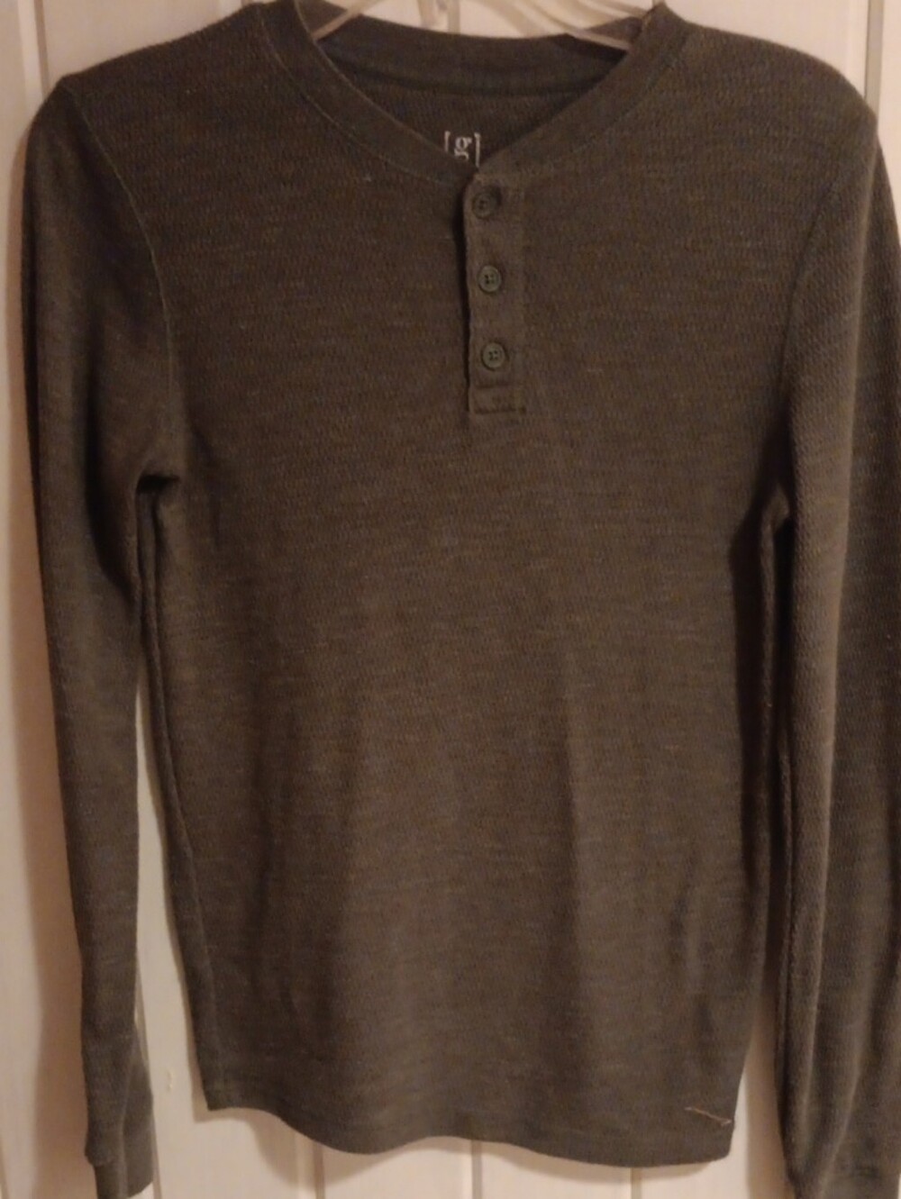 George Olive Green Long Sleeve Henley Top
